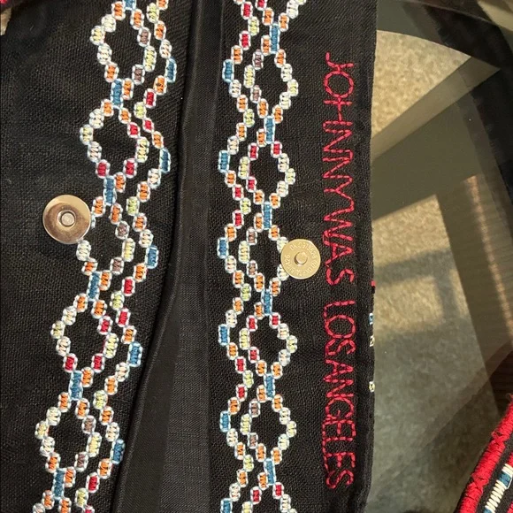 NWOT Johnny Was Black Embroidered Floral Hobo Shoulder Bag - Picture 3 of 12